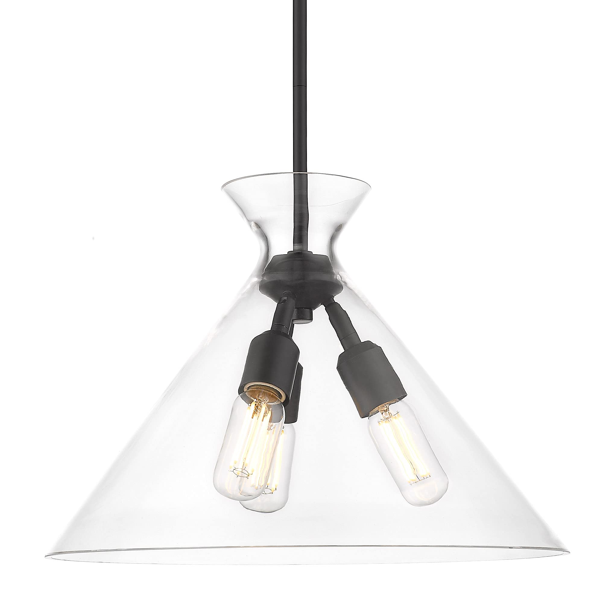 3-Light Matte Black Pendant Light with Clear Glass Shades - Modern Ceiling Fixture for Kitchen Island, Dining Room, or Entryway