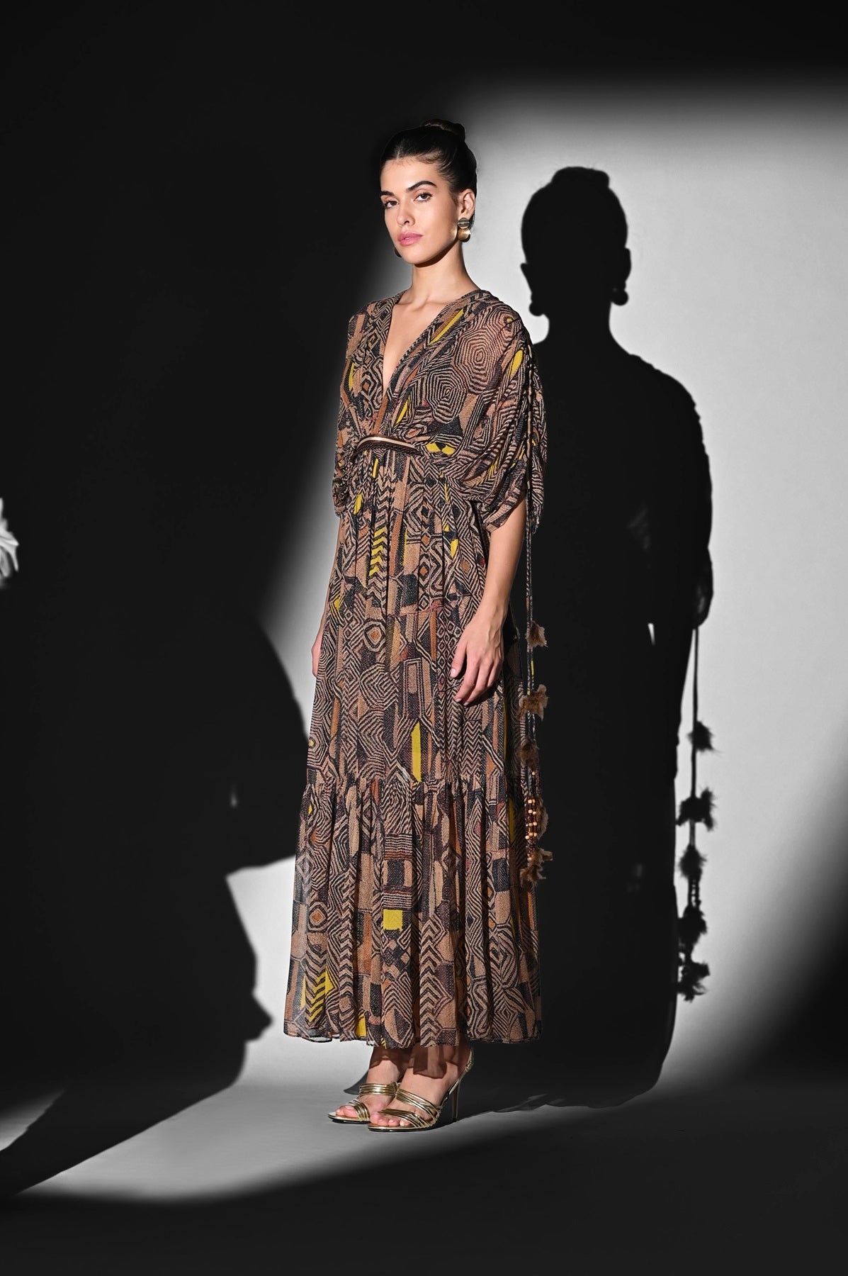 Geometric Print Canary Yellow Midi Dress for Women - Perfect for Summer Parties, Weddings & Casual Outings