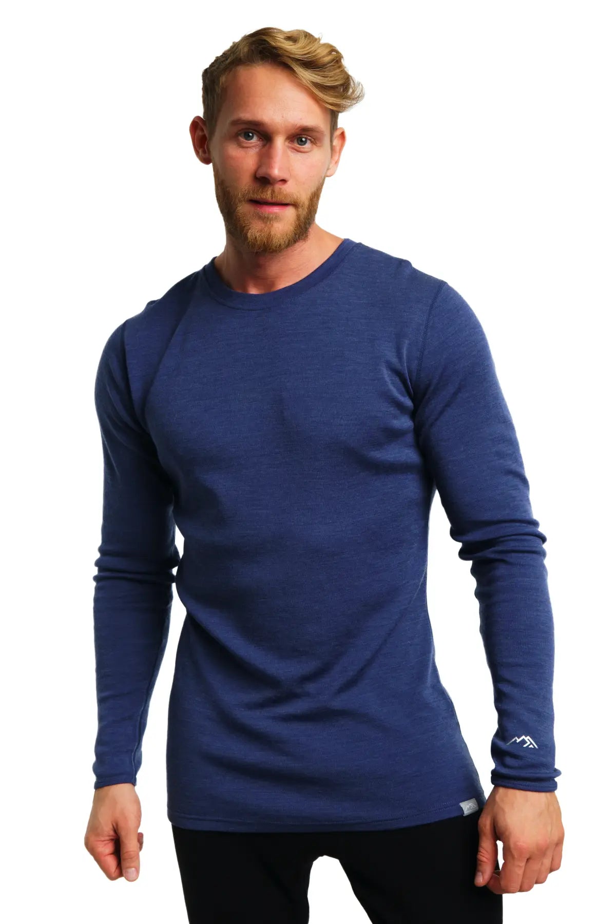 Premium Men's Merino Wool Long Sleeve Base Layer Shirt - 250g Windsor Blue - Warm Winter Thermal Underwear for Hiking, Skiing & Outdoor Activities