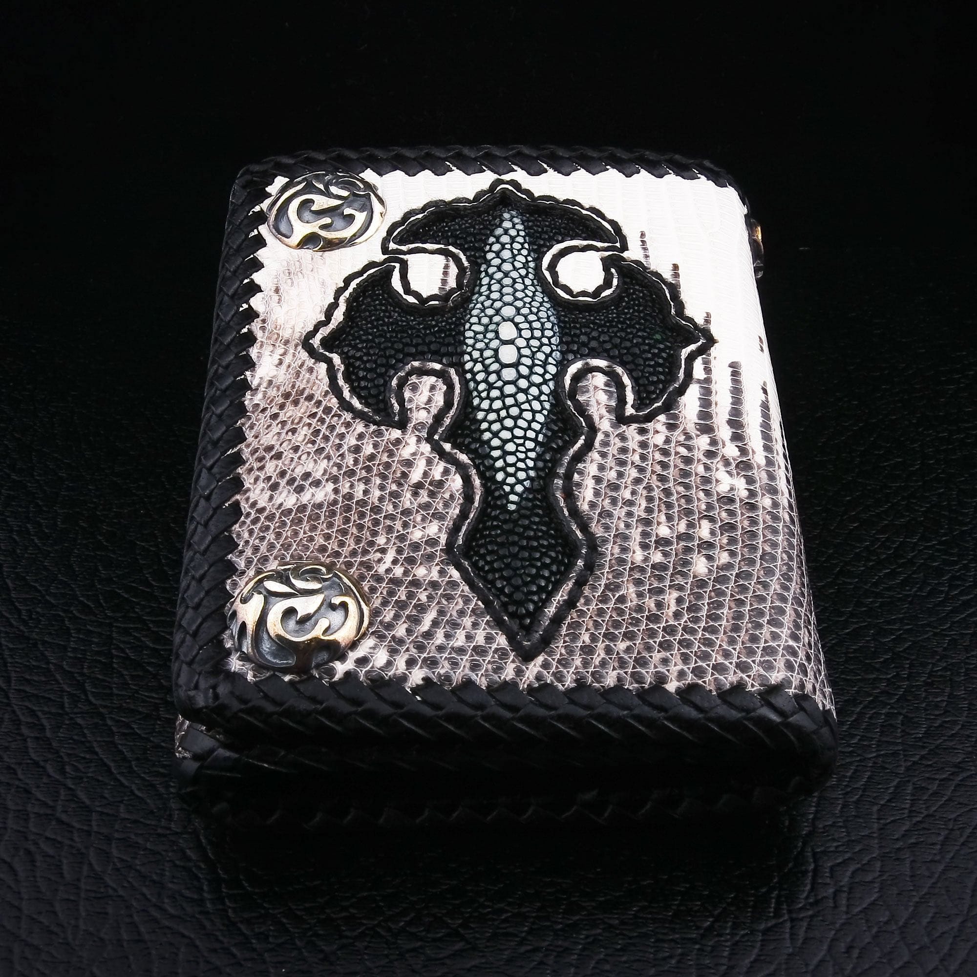 Premium Crossbody Lizard Leather Chain Wallet for Men & Women - Stylish RFID-Blocking Bifold Wallet for Travel, Shopping & Night Out