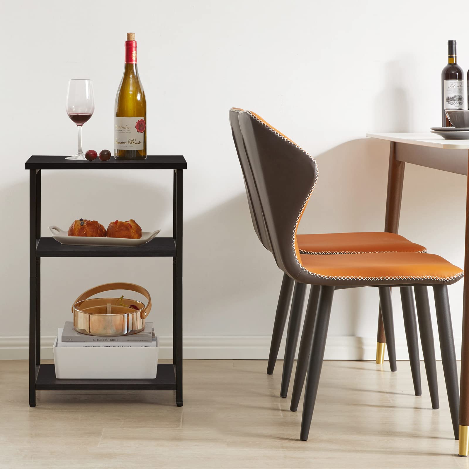 IBUYKE 3-Tier Industrial Side Table with Storage Shelf - Small End Table Nightstand for Bedroom, Living Room, Hallway - Black (UTMJ402B) | Perfect for Compact Spaces, Coffee Table Alternative & Bedside Organizer