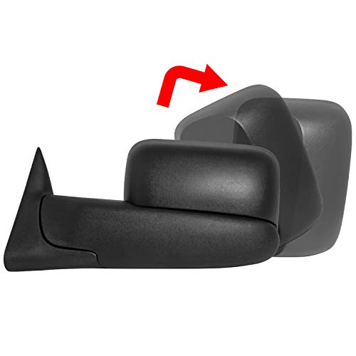 1994-2001 Dodge Ram 1500 & 1994-2002 Ram 2500/3500 Manual Flip-Up Towing Mirrors - Heavy Duty Trailer Towing Replacement Mirrors for Enhanced Visibility & Safety