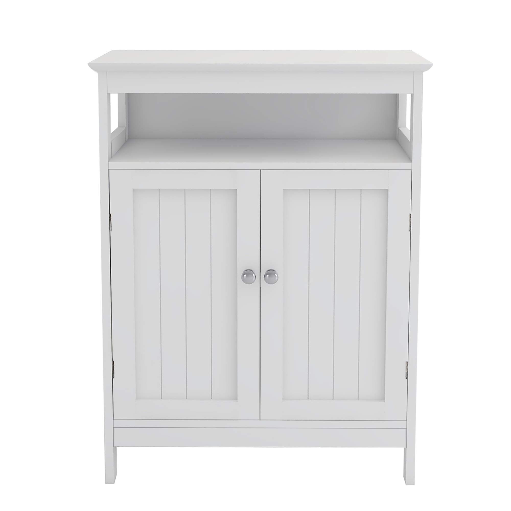 Wooden Bathroom Floor Cabinet with Double Doors & Storage Shelf - Freestanding Storage Organizer for Home, Kitchen, Office, Bedroom - Perfect for Bathroom Essentials, Kitchen Supplies & Bedroom Organization