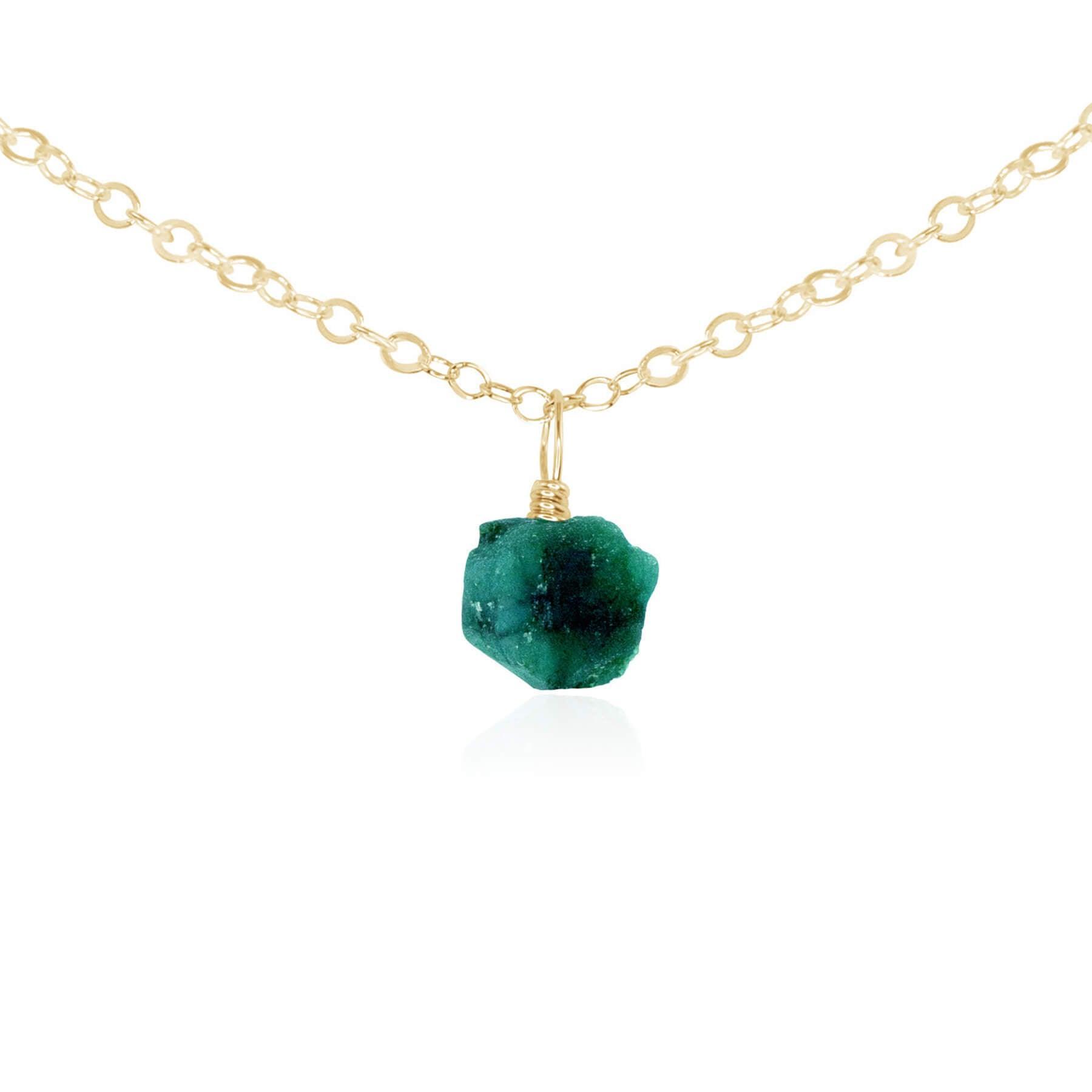 Natural Tiny Rough Emerald Gemstone Pendant Choker Necklace - Handmade Boho Jewelry for Women, Perfect for Everyday Wear & Special Occasions