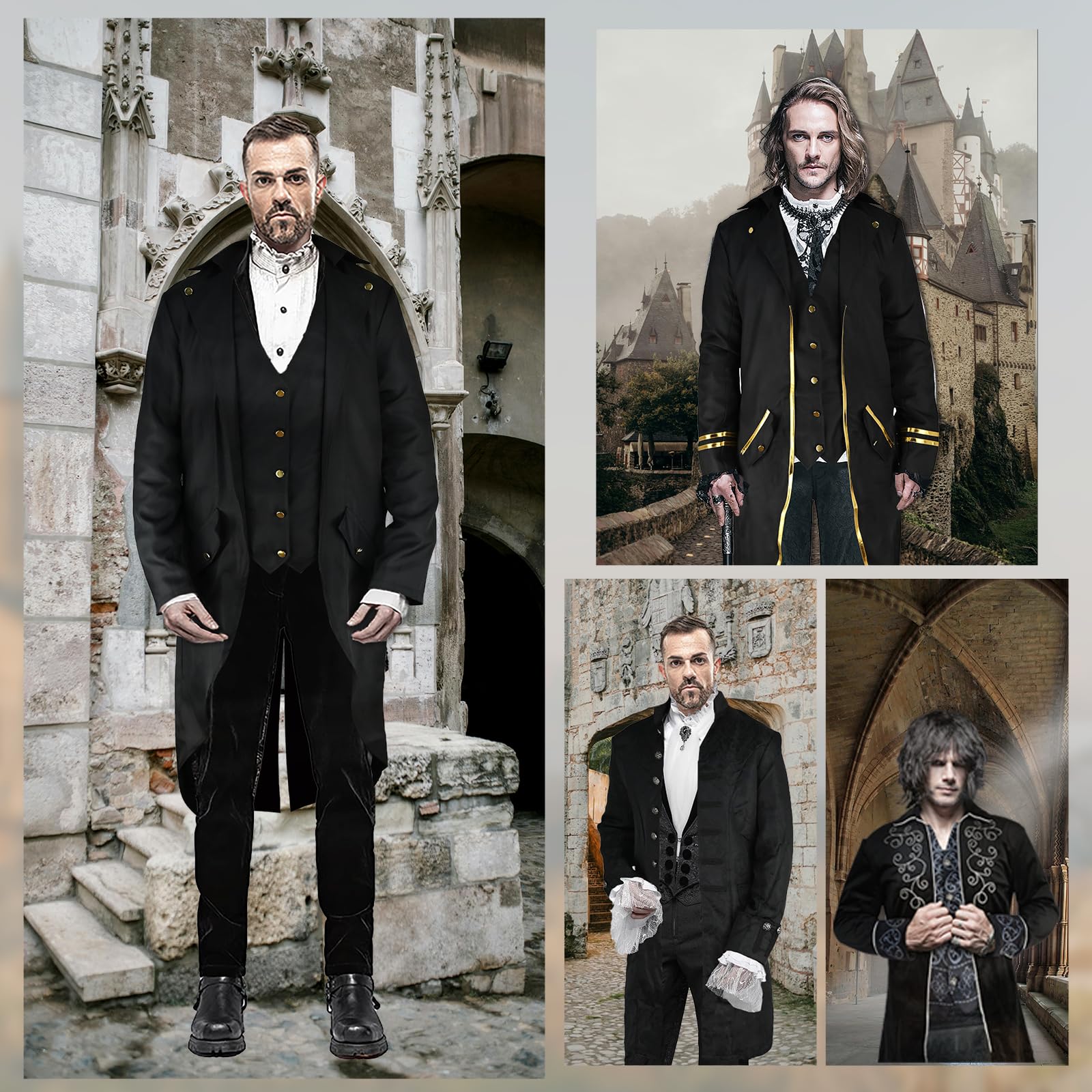 Medieval Ruffle Shirts for Men - Victorian Steampunk Gothic Pirate Shirts - Renaissance Costume Top for Halloween, Cosplay, LARP & Theater Performances