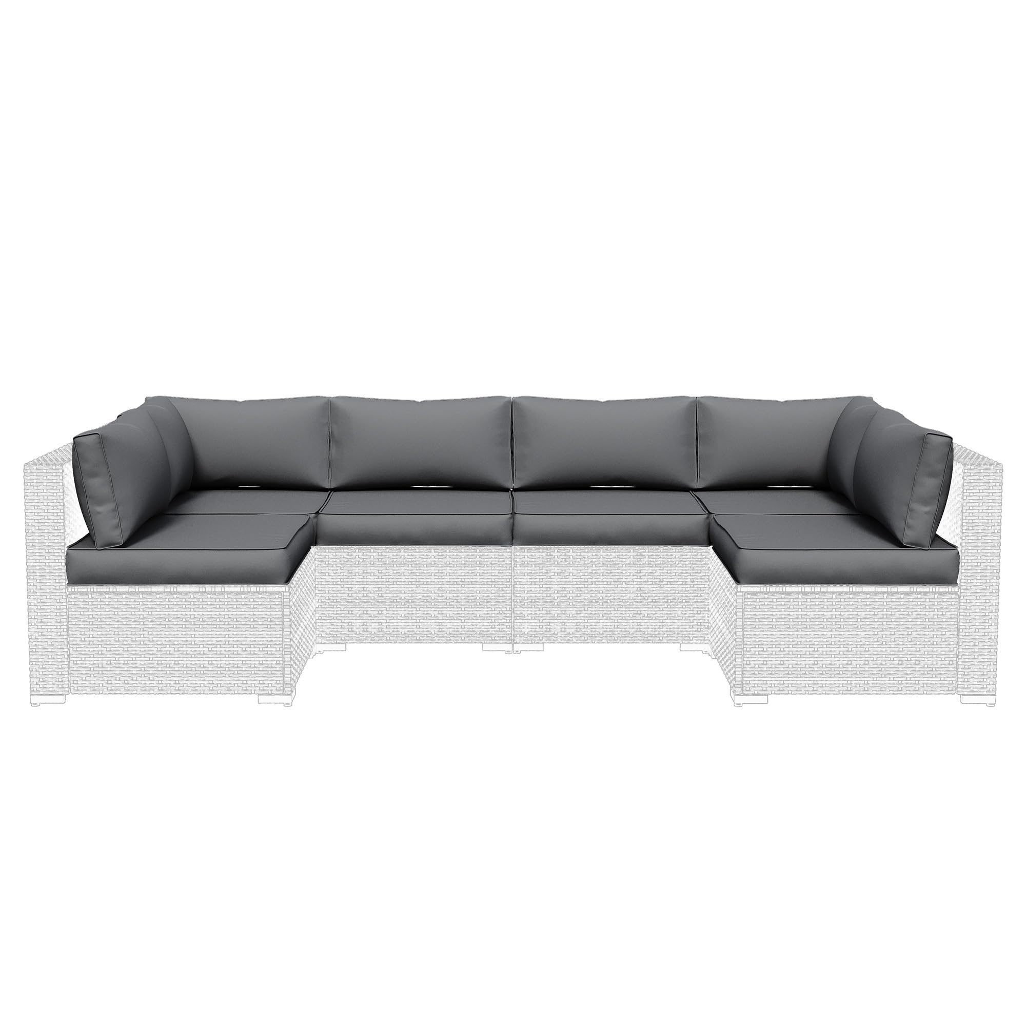 Amopatio 14-Piece Waterproof Outdoor Sofa Cushions Set for 6-Seat Patio Sectional - Quick-Dry, Non-Slip, All-Weather Replacement Cushions with Eco-Friendly Oeko-TEX Certified Fabric (Grey) - Perfect for Backyard, Poolside & Garden Furniture