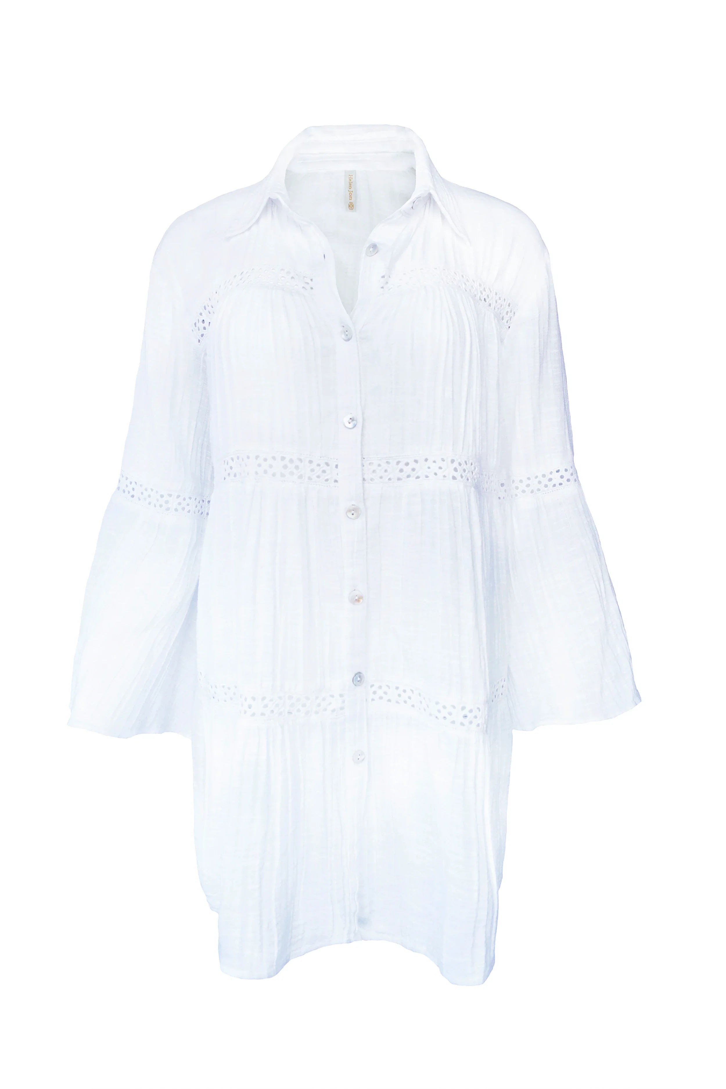 Elegant White Eyelet Trim Dress for Women - Perfect for Summer, Beach, and Casual Outings