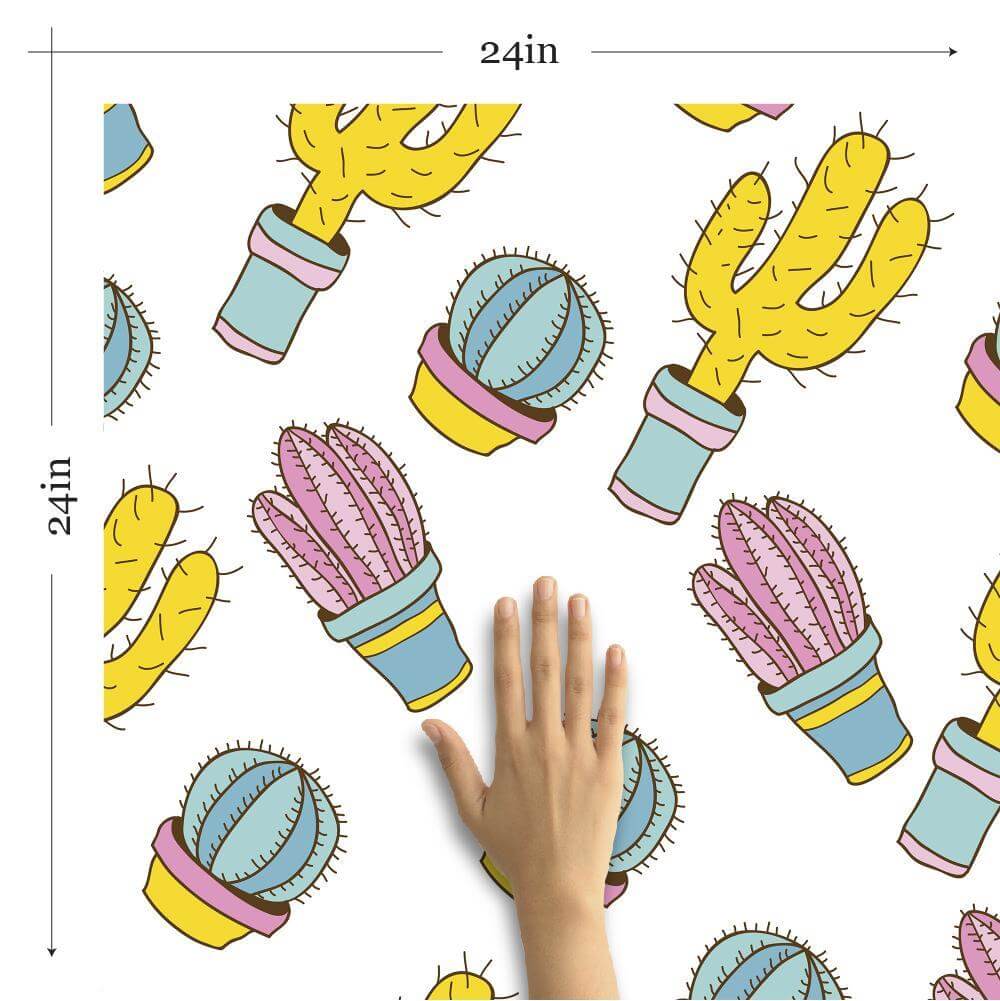 Yellow and Pink Tropical Teens Peel and Stick Removable Wallpaper 3052 - Self-Adhesive Wall Decor for Bedroom, Dorm, Nursery | Easy DIY Installation