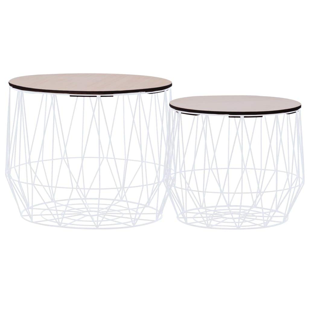 Modern White Coffee Table Set of 2 - SKM Minimalist Living Room Furniture for Small Spaces, Home Decor & Apartment Essentials