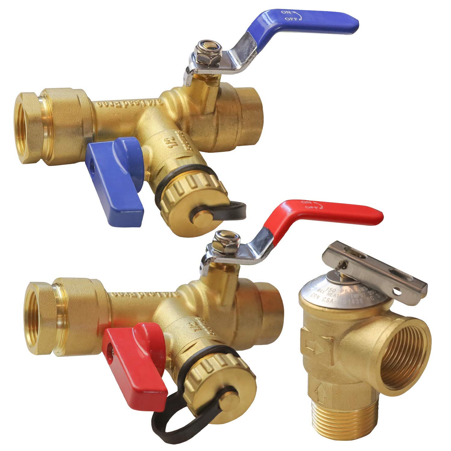Hourleey 3/4 Inch IPS Isolator Valve Kit for Tankless Water Heaters - Brass Service Valve with Pressure Relief - Perfect for Residential & Commercial Plumbing Installations