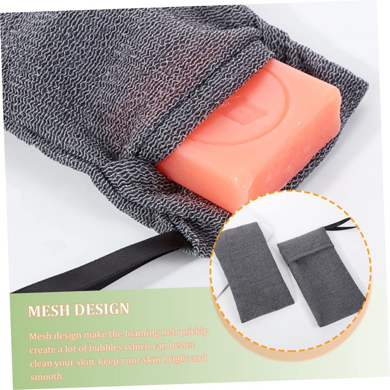 6-Pack Soap Bag Scrubber Sponges - Exfoliating Bar Soap Foam Pouch, Bubble Foam Net for Bath & Shower - Grey Polyester Soap Saver Bag for Face & Body (Perfect for Travel & Eco-Friendly Bathing)