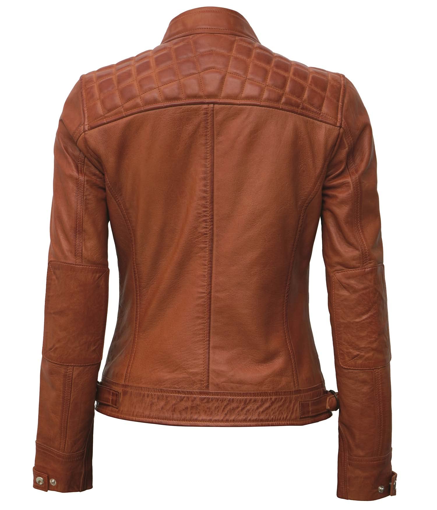 Genuine Leather Motorcycle Jacket for Women - Cafe Racer Style with Stand Collar & Natural Grain | Perfect for Riding, Biker Fashion & Outdoor Adventures
