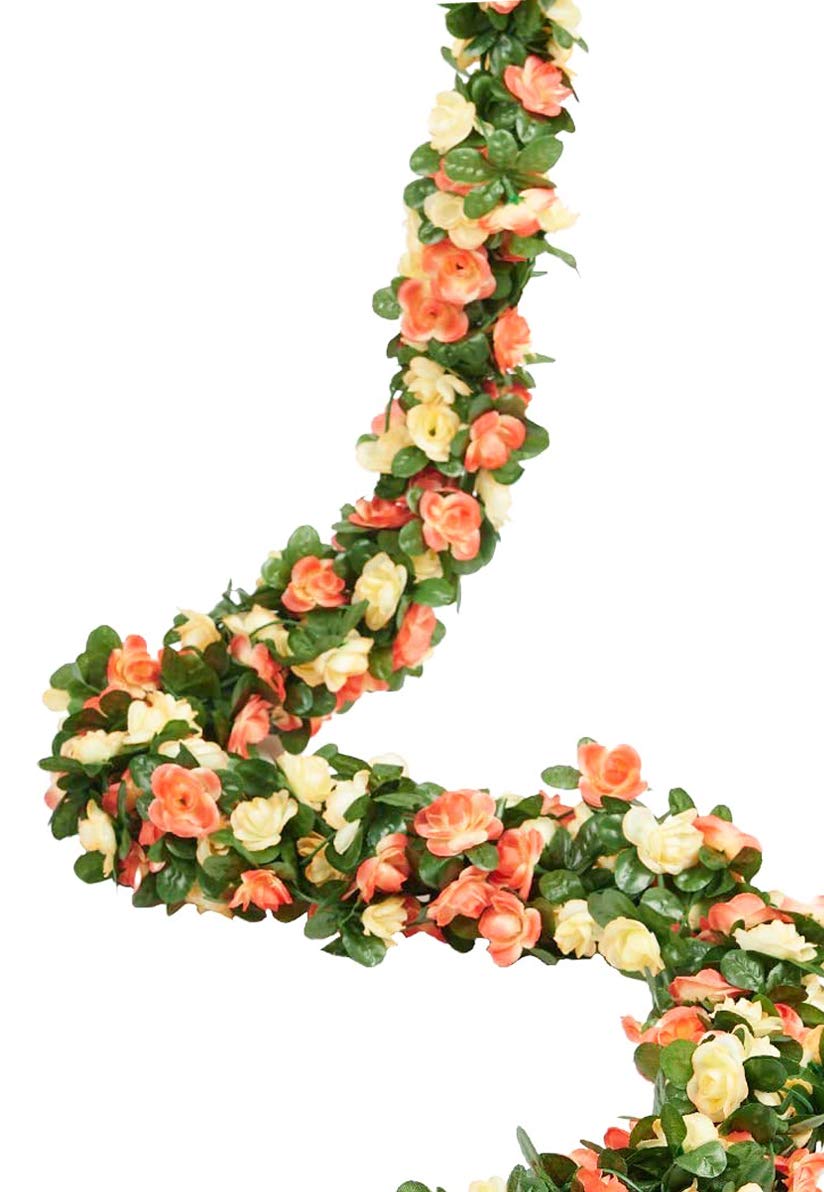 SRK 5 Pack 41 FT Artificial Rose Vine Garland - Fake Flower Hanging Decor for Wedding, Party, Home, Hotel & Office (Champagne) | Perfect for Wall Decor, Garden Craft, and DIY Art Projects