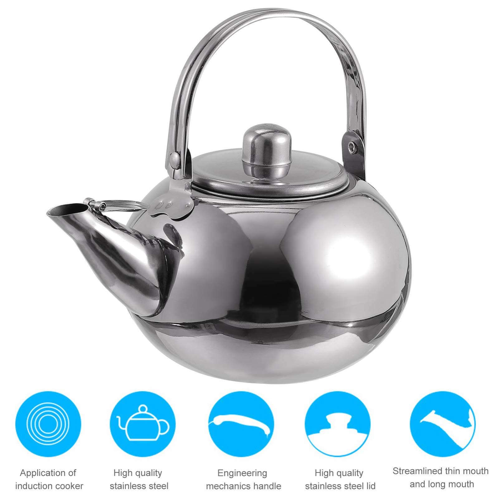 DOITOOL Stainless Steel Whistling Tea Kettle with Mesh Filter - 1.5L Stovetop Teapot for Boiling Water, Silver - Perfect for Home, Office & Camping Use