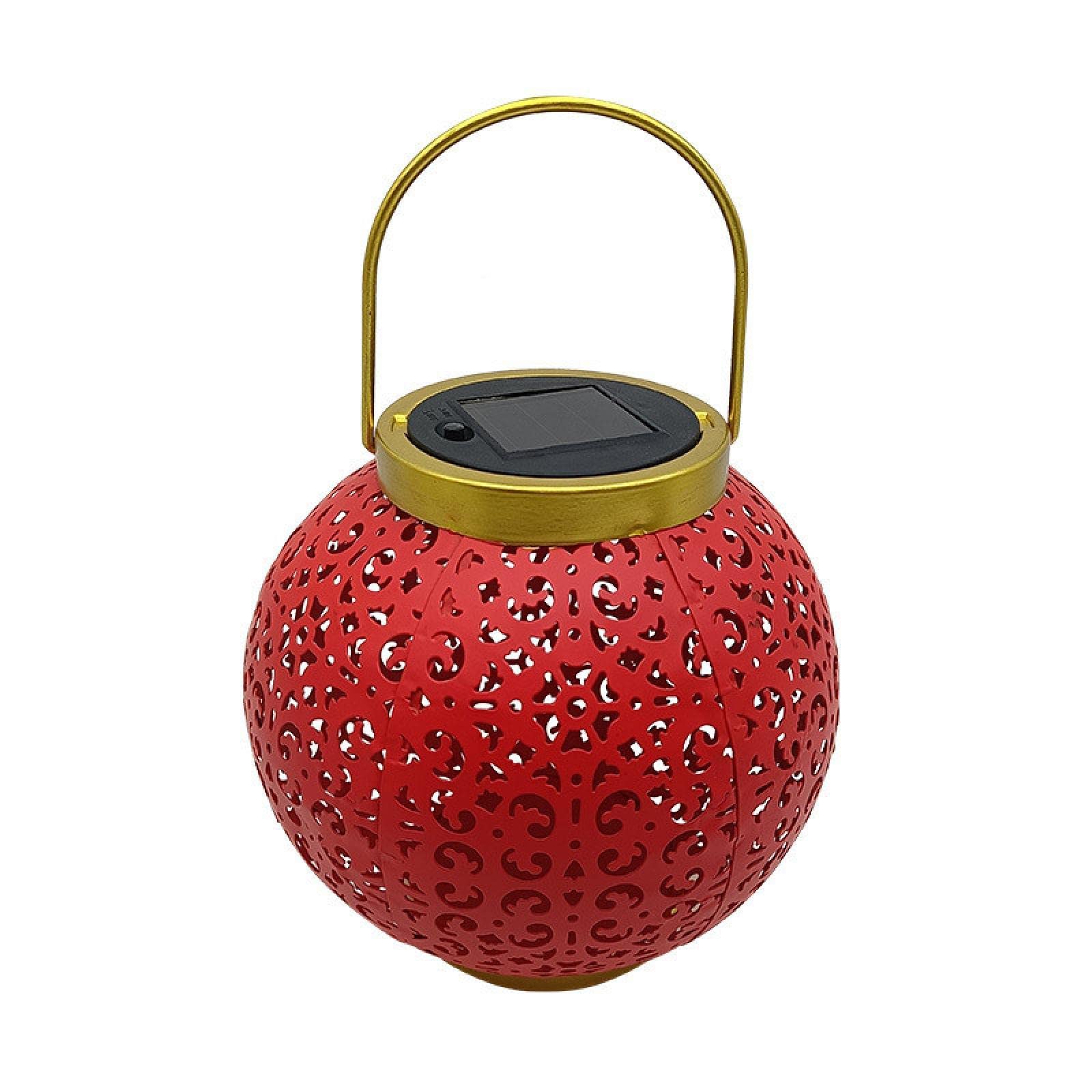 LeMall Solar Powered Wrought Iron Hollow Lantern - Outdoor Waterproof Hanging Projection Light for Courtyard, Garden, Lawn & Patio Decor | Perfect for Festive, Wedding & Holiday Lighting