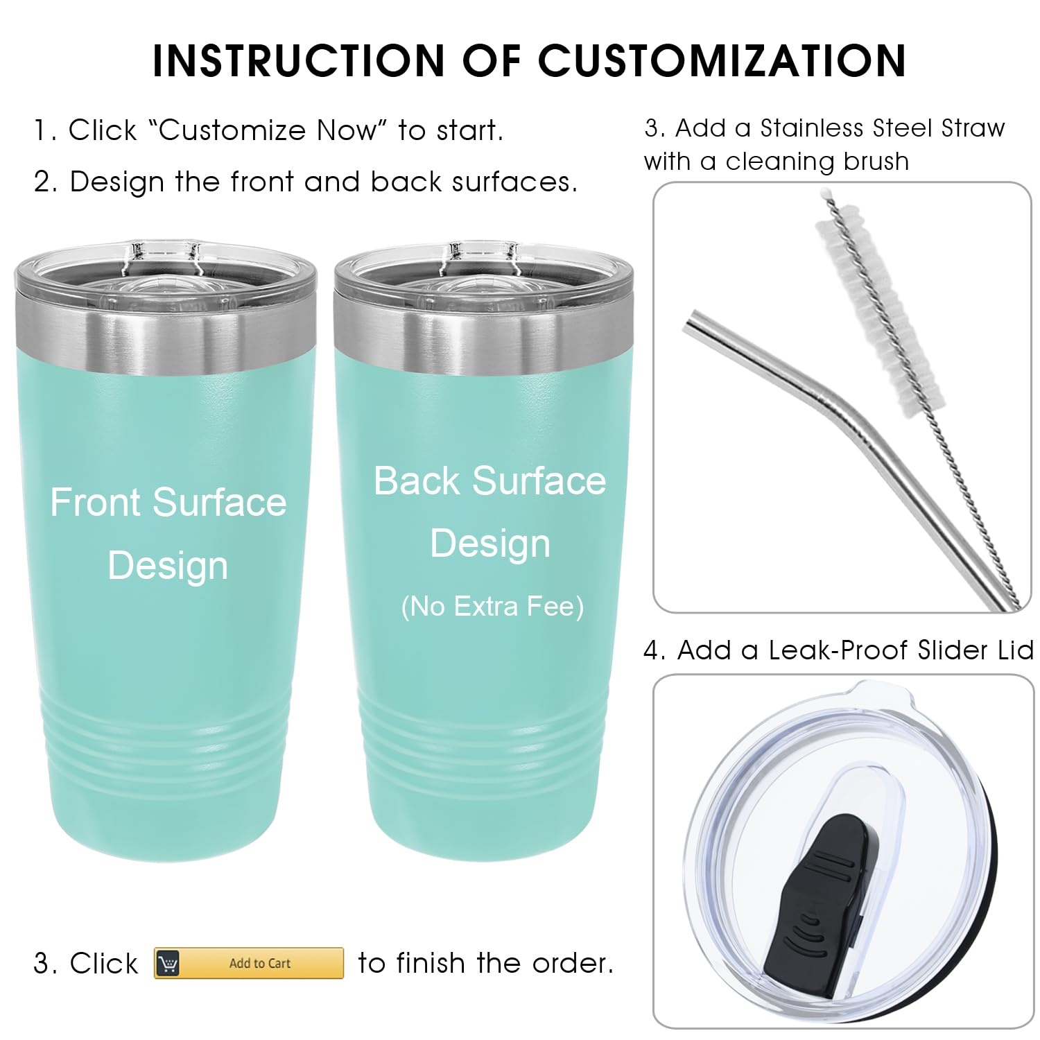 Personalized 20oz Stainless Steel Tumbler with Lid - Custom Engraved Name & Designs - Insulated Travel Coffee Mug for Women - Keeps Drinks Hot & Cold - Perfect Gift for Mom, Birthday, Anniversary - Great for Office, Gym, Camping & Road Trips (Teal)
