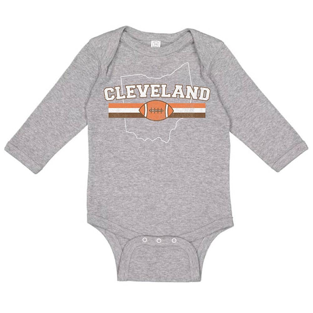 TATY Cleveland Sports Long Sleeve Baby Bodysuit - Cute Infant Onesie for Boys & Girls - Perfect for Game Day, Family Photos & Everyday Wear