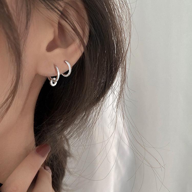 Multi-Way Geometric Small Ring Huggie Hoop Earrings for Women | HE3882 | Minimalist Stackable Earrings for Everyday Wear, Work & Date Night