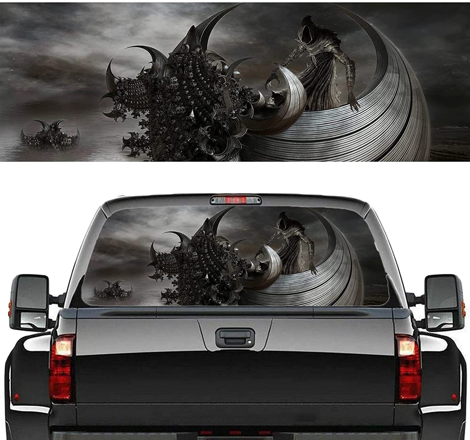 Grim Reaper Vinyl Decal Sticker for Car & Truck Rear Window - Personalized Badge Emblem for SUV, Pickup, Lorry - Durable Automotive Decoration for Halloween, Car Shows & Themed Events