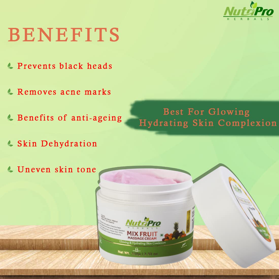 NutriPro Gold Cleansing Milk with Mixed Fruits & Vitamin E - 350g Deep Cleansing Massage Cream with Almond Oil & Apple Extract for Soft, Glowing Skin | Anti-Acne Treatment | Perfect for Daily Skincare Routine & Spa-Like Facial at Home