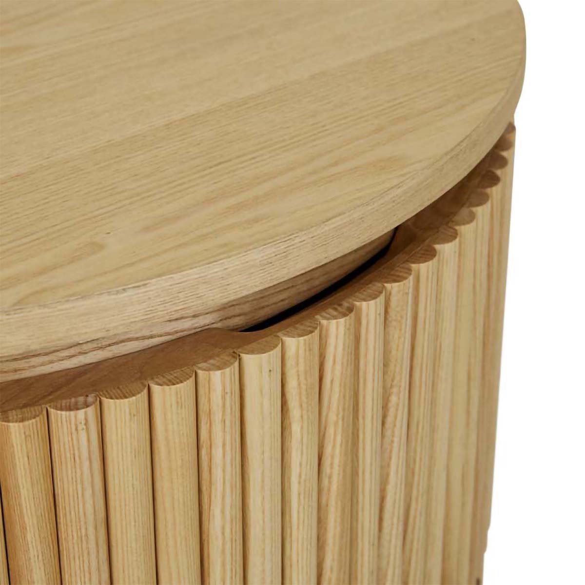 Benjamin Ripple Round Bedside Table - Modern Nightstand with Storage Shelf for Bedroom, Living Room, or Office - Perfect for Lamps, Books, and Decor