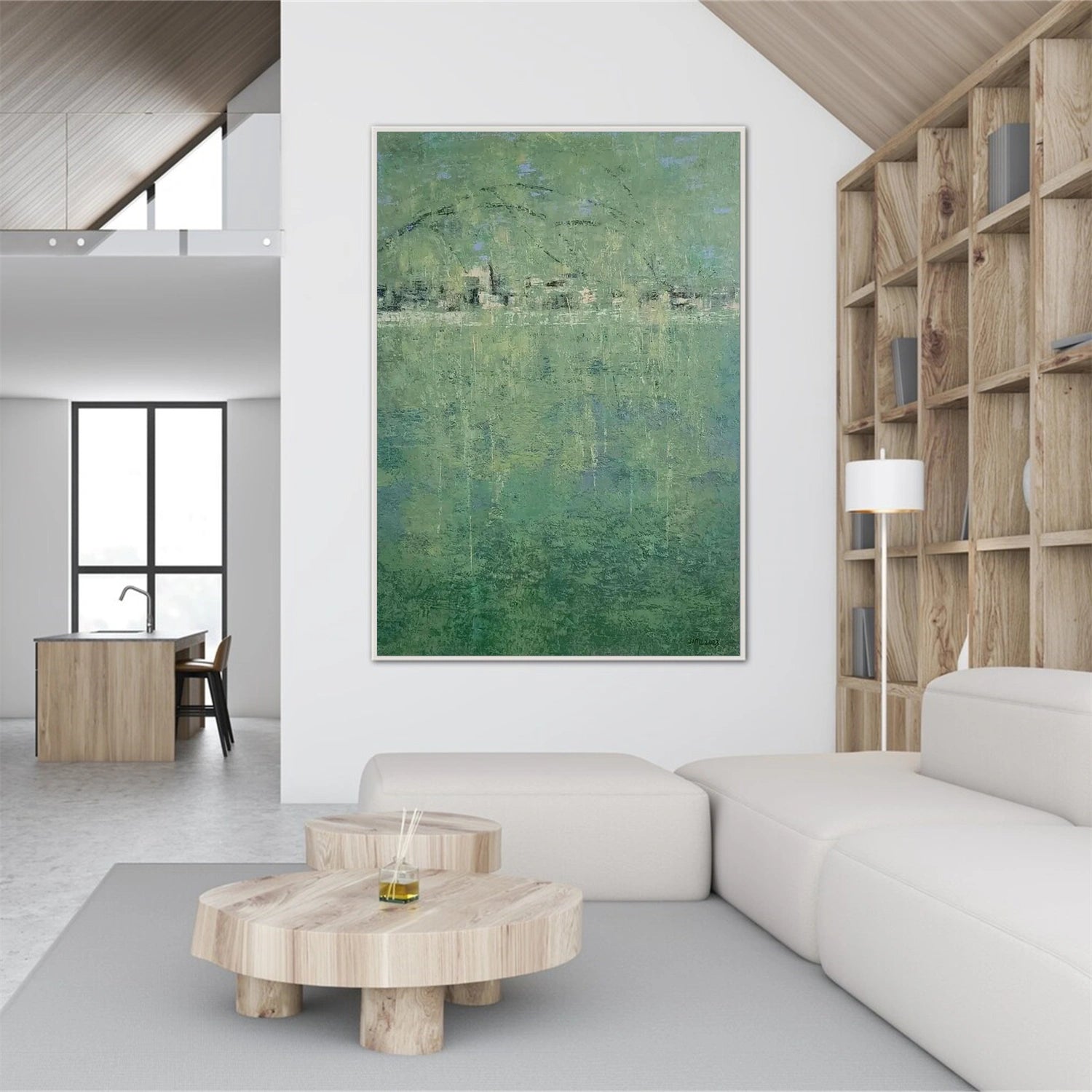 Blue & Green Abstract Wall Art Canvas Print #BG127 - Modern Home Decor for Living Room, Bedroom & Office