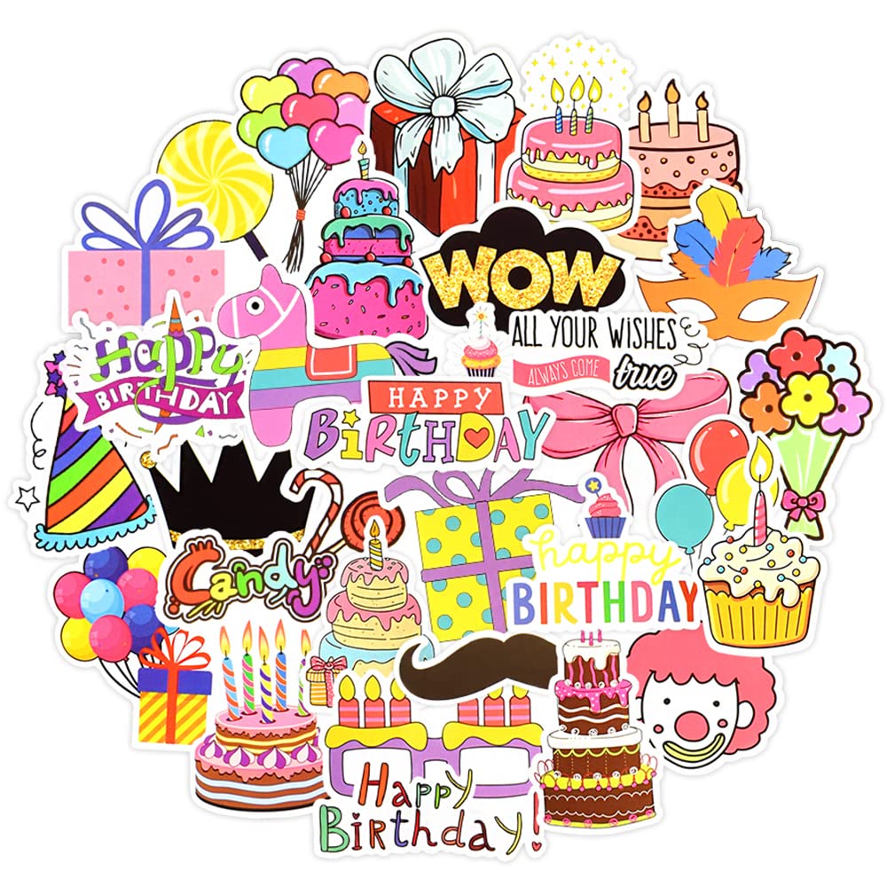 QTL Waterproof Stickers for Kids - 50PCS Cute Party Stickers for Scrapbooking, Birthday Cards, Classroom Rewards & Student Activities | Perfect for DIY Crafts, School Projects & Party Favors