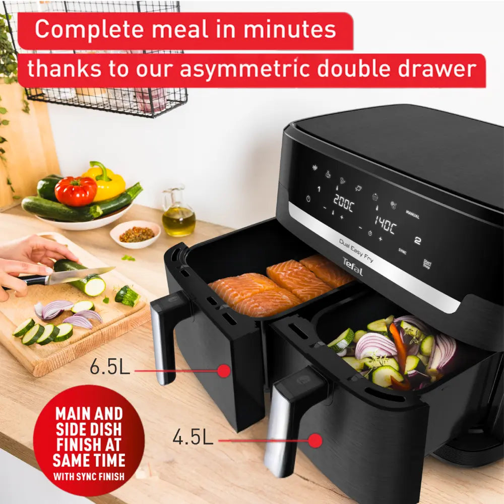 Tefal Dual Easy Fry XXXL 11L Air Fryer EY9428 - Large Capacity Digital Air Fryer for Healthy Cooking - Perfect for Family Meals, Snacks & Party Food