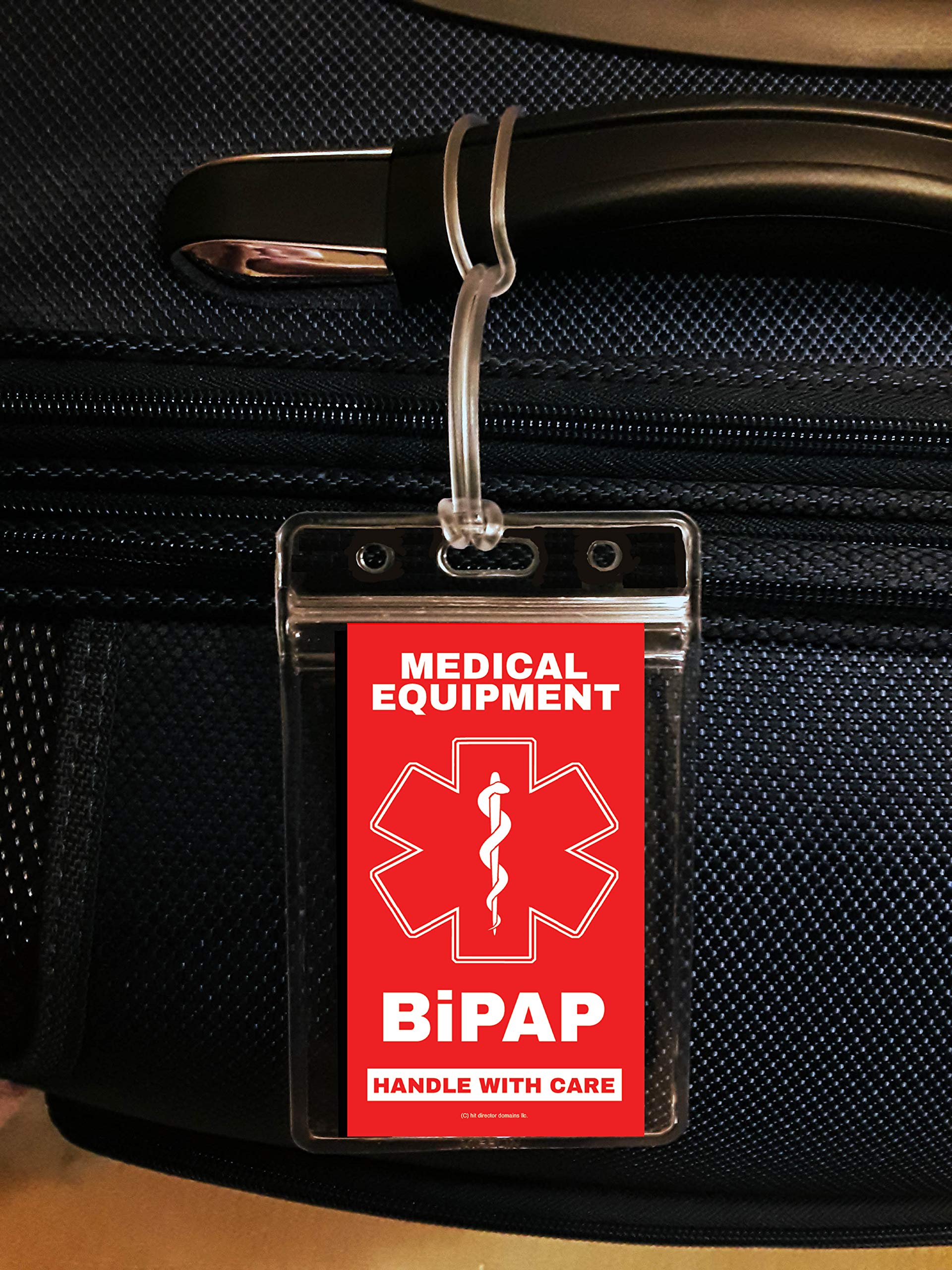 BiPAP Medical Equipment Luggage Tag - Handle with Care, DOT & ACAA Compliant Travel Accessory (Lug-BiPAP-329) - Perfect for Airplane Travel with Medical Devices