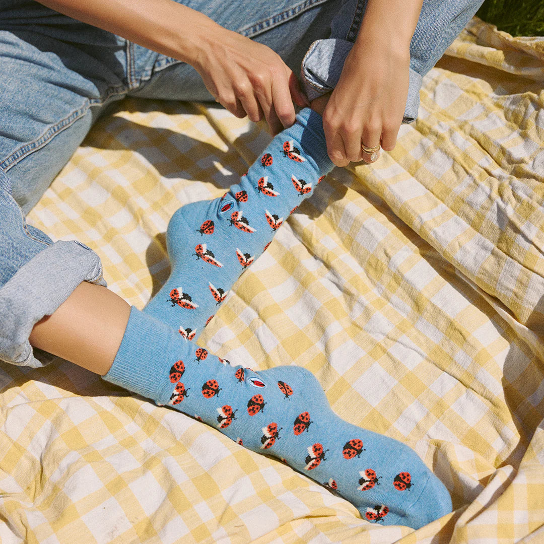 Conscious Step Socks - Organic Cotton Socks Supporting Pollinator Protection with Ladybug Design | Perfect for Eco-Friendly Gifts & Outdoor Activities