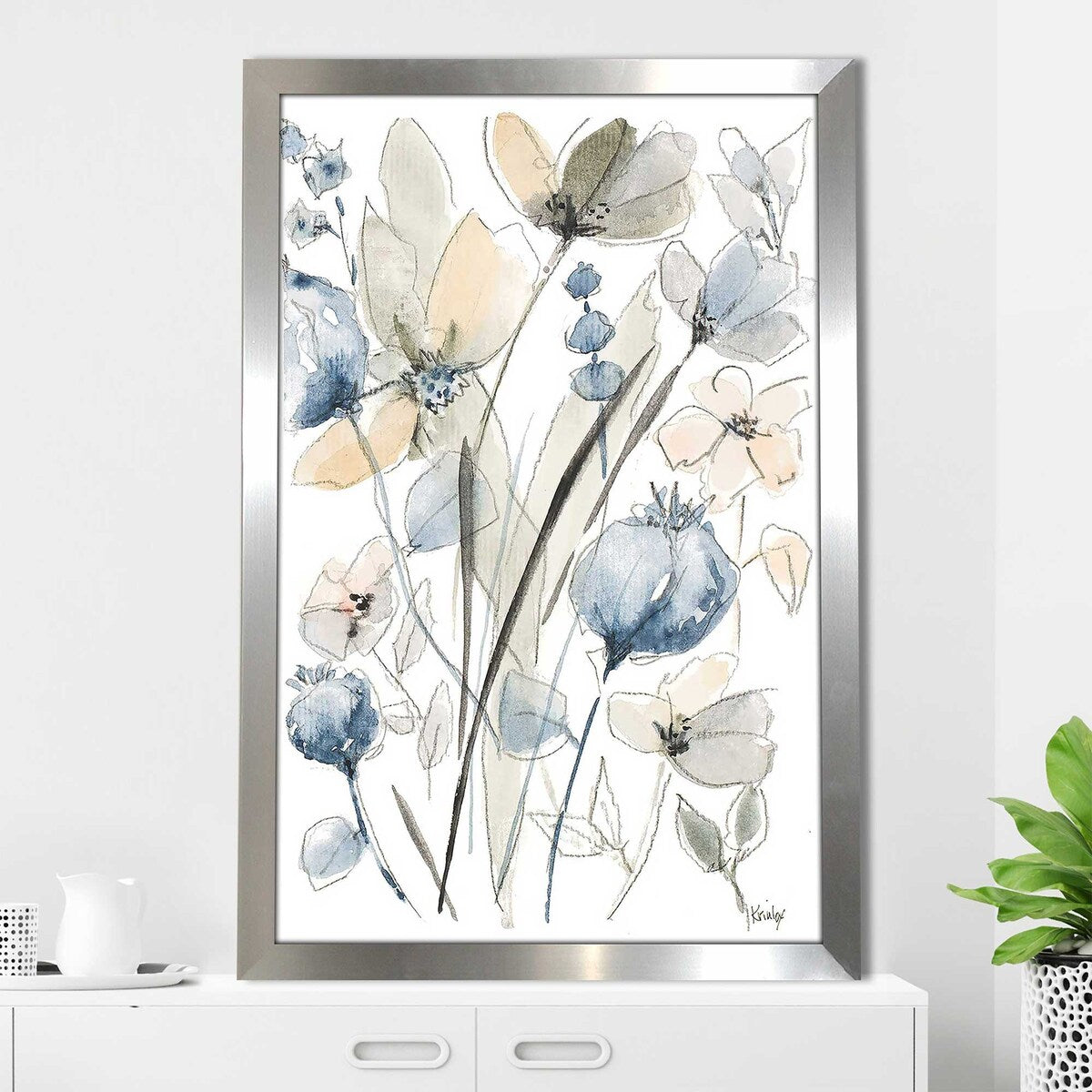 Blue and White Floral Acrylic Print - Elegant Home Wall Art Decor for Living Room, Bedroom, Office