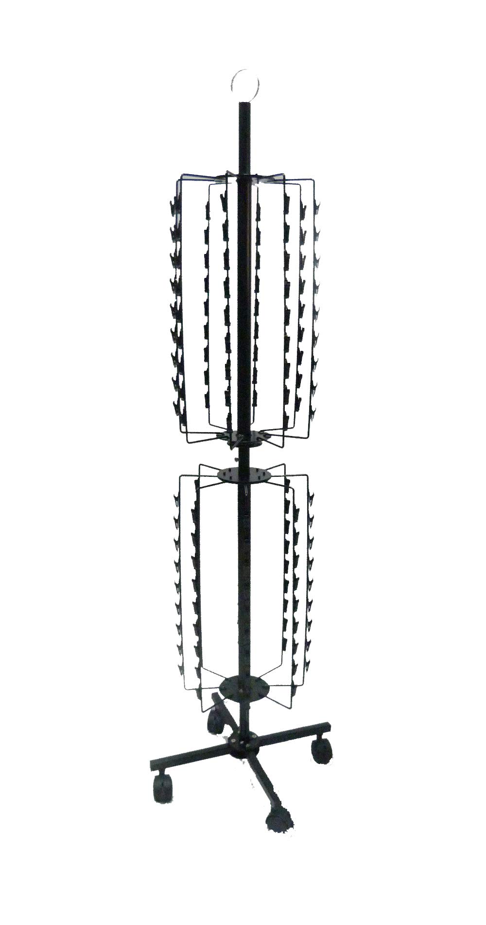 FixtureDisplays Rotating Floorstanding Clips Rack - 144 Black Clips for Retail Displays