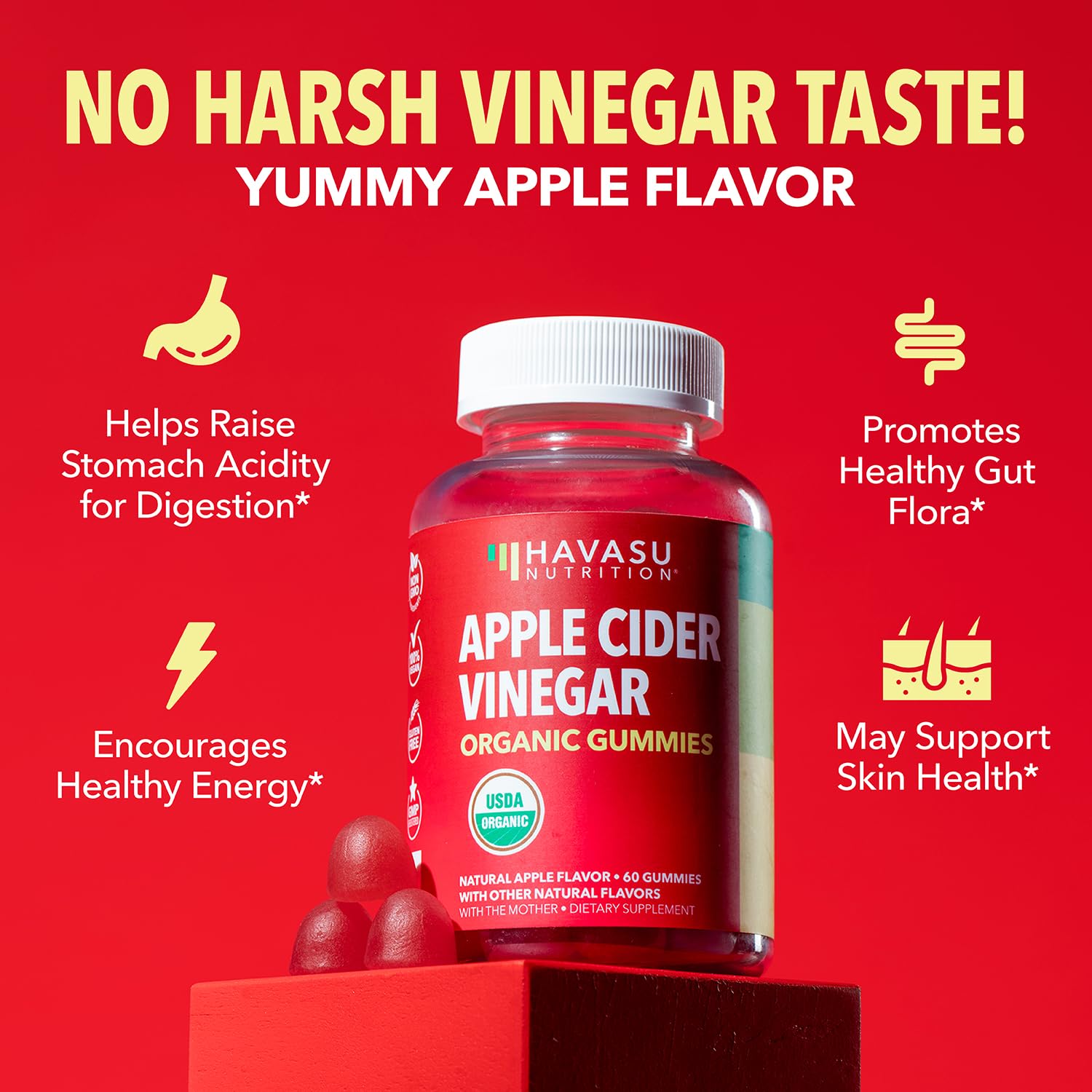 HAVASU NUTRITION Elderberry Gummies for Adults with Organic Apple Cider Vinegar - Berry & Apple Flavored Immune Support Supplement - Perfect for Daily Wellness & Travel