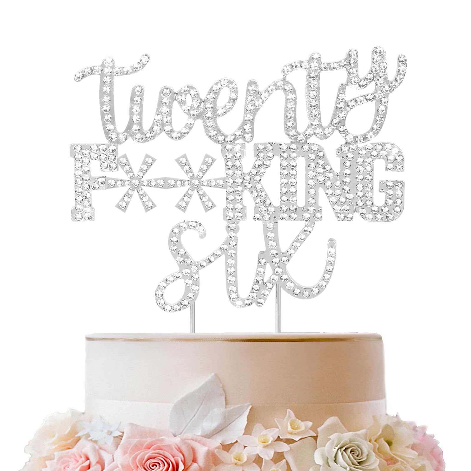 LINGTEER 26th Birthday Cake Topper - Silver Rhinestone 'Cheers to 26 Years' Funny Party Decor for Women & Men | Perfect for Birthday Cakes, Cupcakes & Dessert Tables | Great Gift Idea for 26 Year Olds