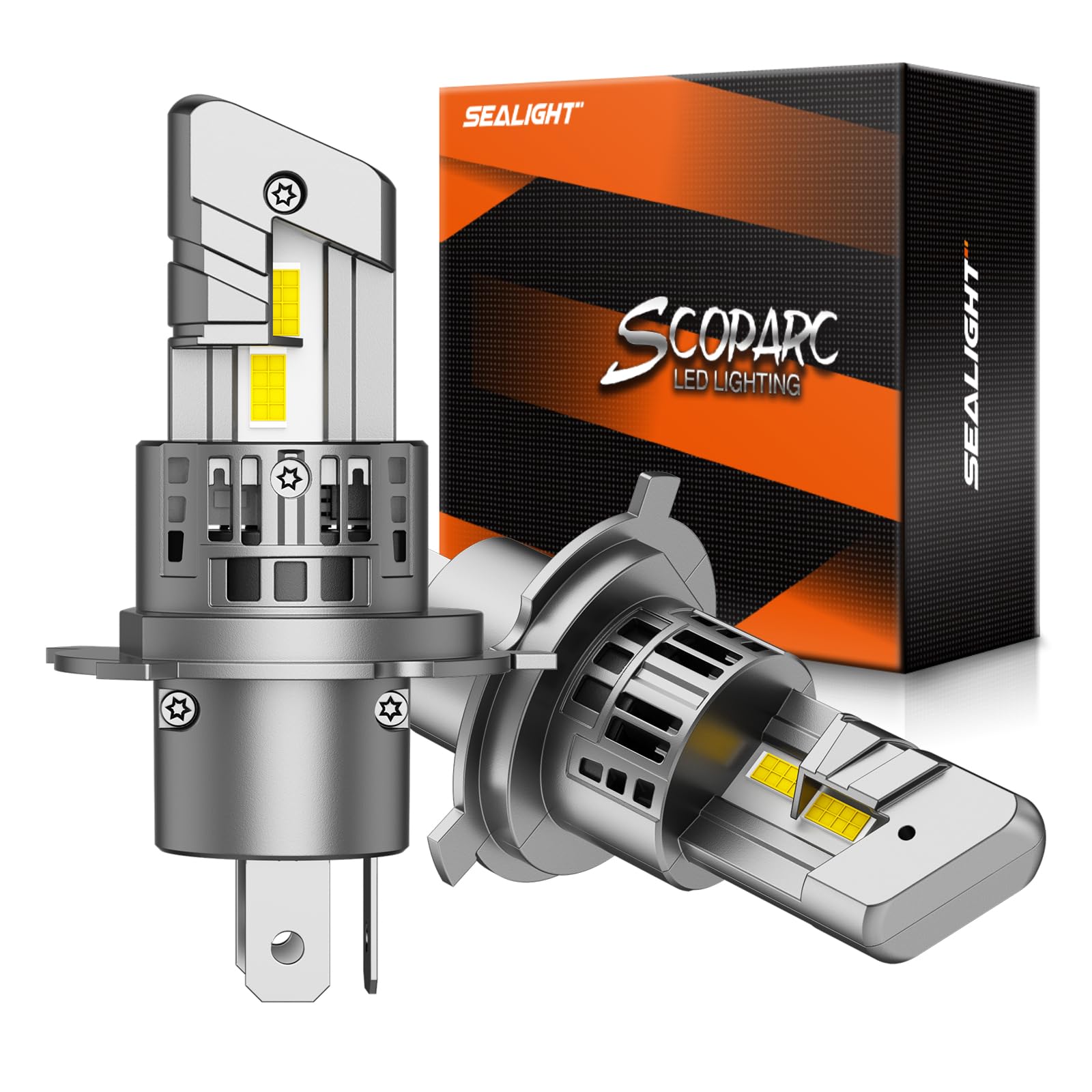 SEALIGHT H4 28000LM Super Bright LED Headlight Bulbs - 1:1 Mini S1 9003 Fog/Driving Lights with 20000RPM Cooling Fan, IP67 Waterproof, Plug & Play in 3 Minutes (Pack of 2) - Perfect for Night Driving, Off-Road Adventures & Foggy Conditions