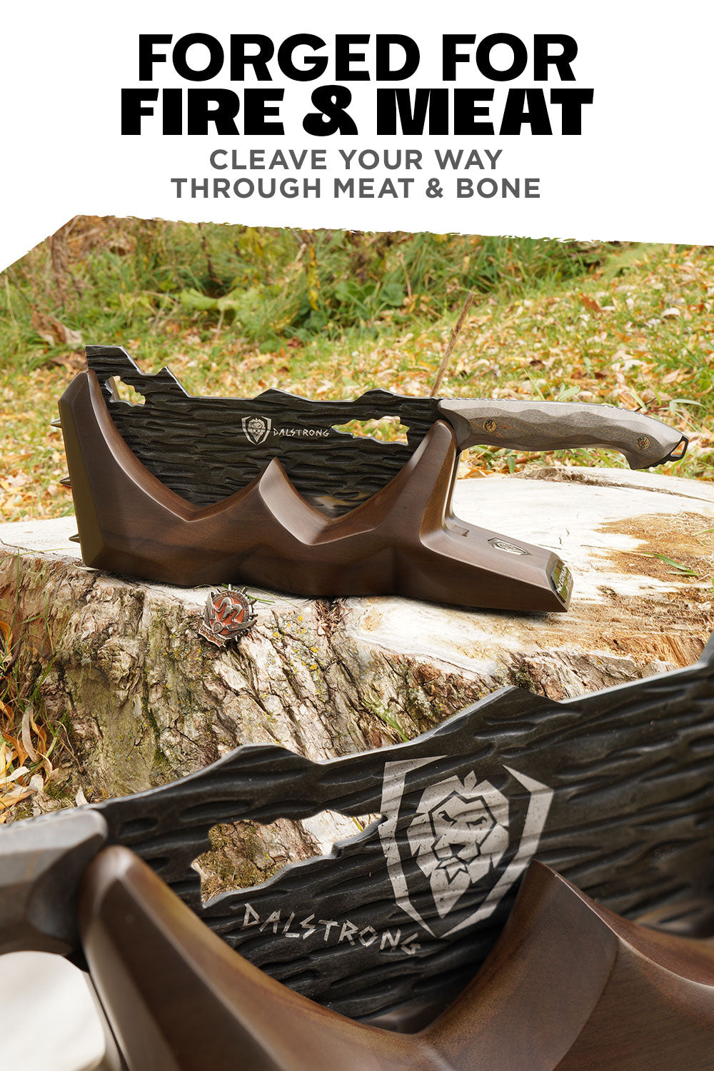 Dalstrong Obliterator Cleaver Knife - Premium Barbarian Series with Acacia Wood Stand - Perfect for Butchering, Meat Processing & Outdoor Cooking