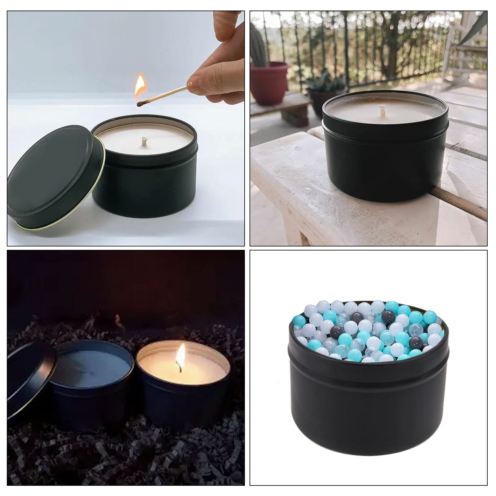 24-Piece 8 Oz Black Candle Tins with Lids - Empty Metal Candle Containers for DIY Candle Making, Arts & Crafts, Storage & Holiday Gifts - Perfect for Home Decor, Wedding Favors & Party Supplies