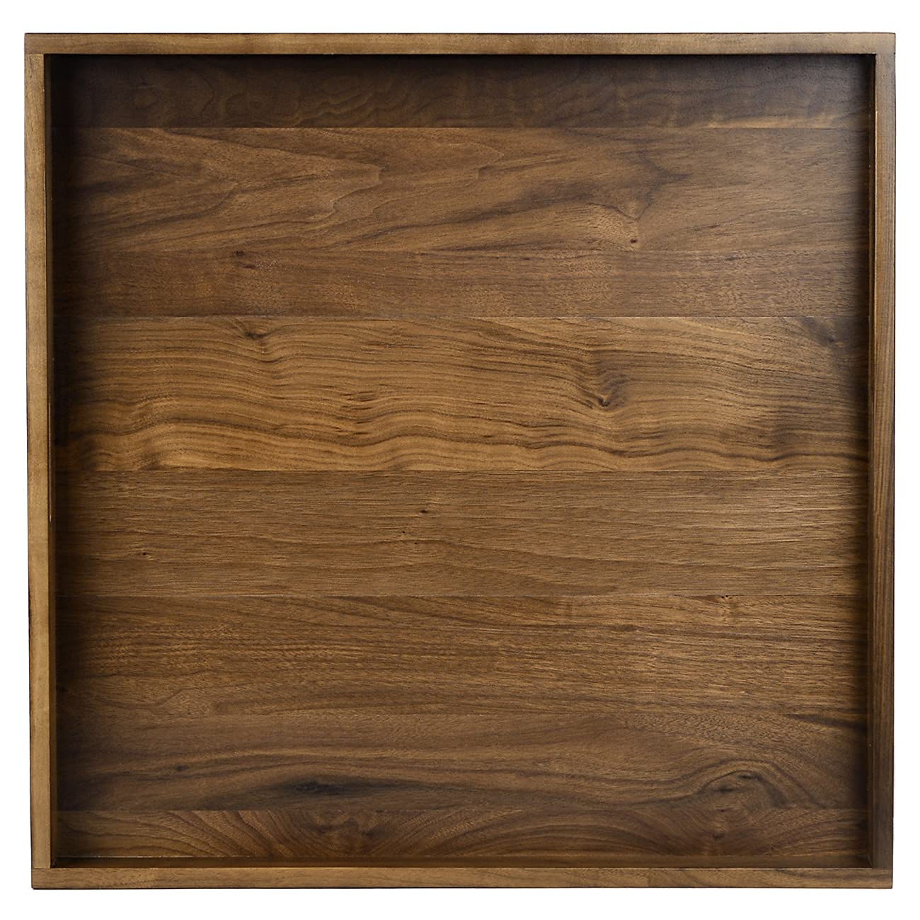 24x24 Inches Black Walnut Extra Large Ottoman Tray - Solid Wood Serving Tray with Handles for Coffee Table, Ottoman & Living Room - Perfect for Entertaining, Decor & Organizing