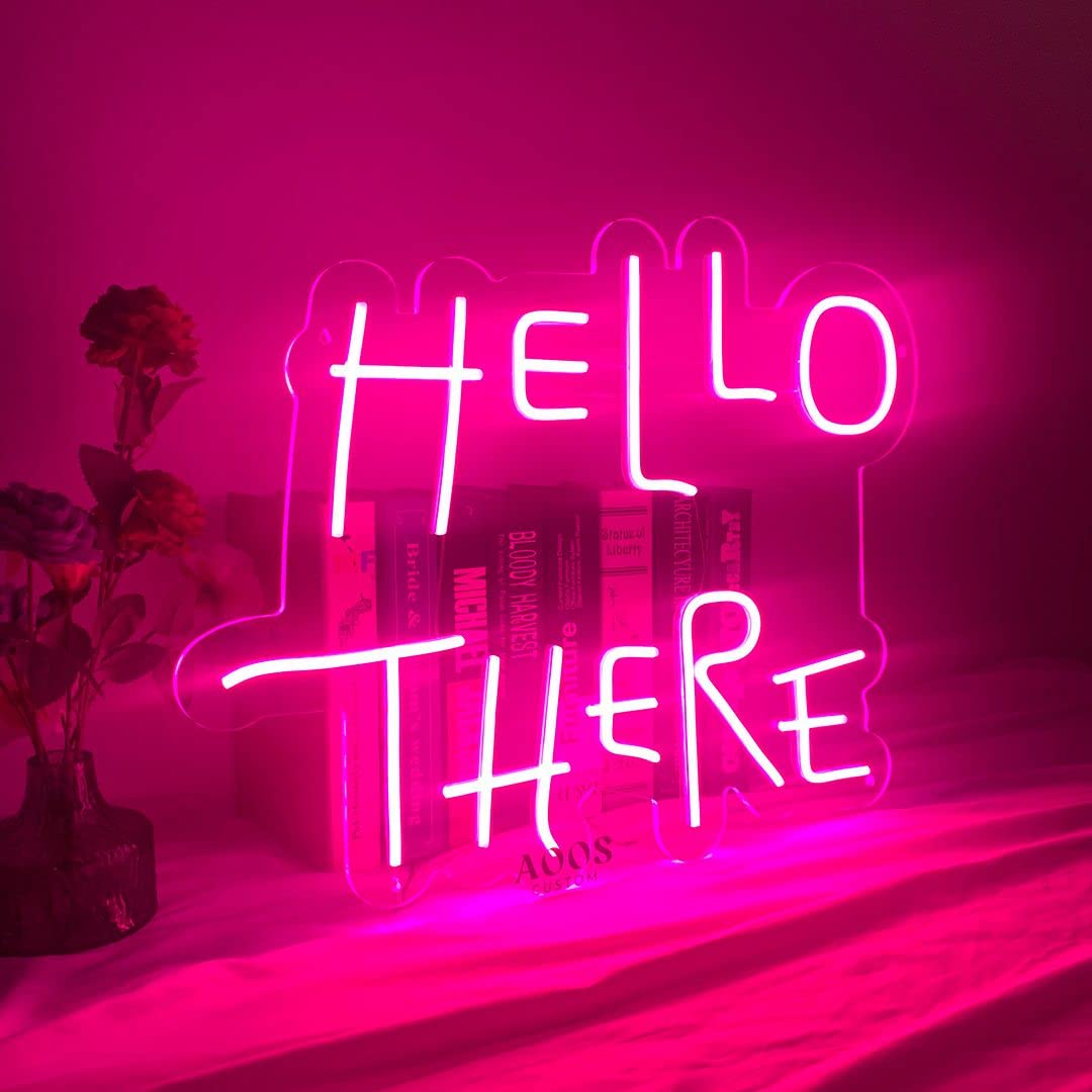 Custom Neon Signs for Room & Bedroom Decor - Aesthetic LED Wall Art for Home, Wedding, Party, Bathroom & Kitchen Lighting (Hello There Hell Here Design) - Perfect for Wall Decor, Bar Signs & Gift Ideas