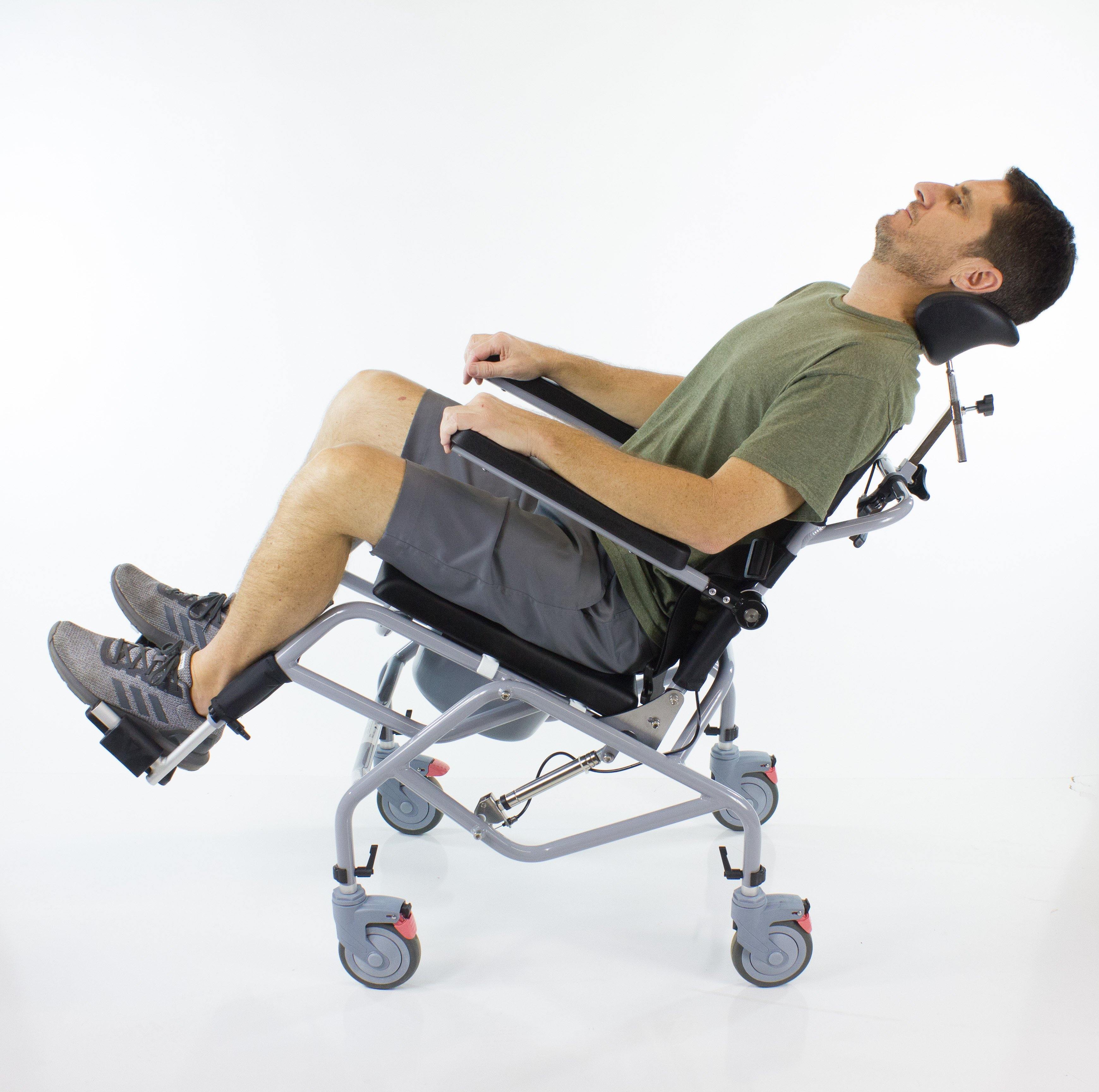 Professional Tilt In Space Reclining Shower Commode Chair with Padded Seat - Ideal for Elderly Care, Post-Surgery Recovery & Home Bathroom Safety