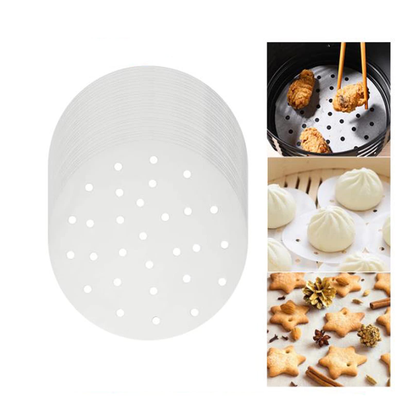 100 Pcs Disposable Air Fryer Liners Round 6.5 Inch - Non-Stick Parchment Paper for Air Frying, Baking, Roasting & Microwave Use | Perfect for Philips, Ninja, Cosori & Most Air Fryer Models | Healthy Cooking & Easy Cleanup