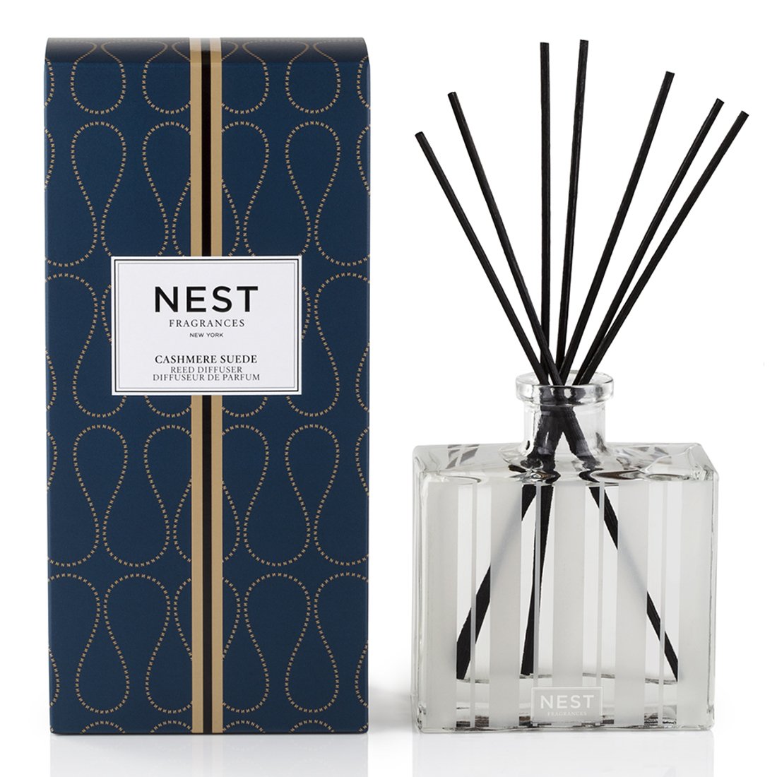 NEST Fragrances Cashmere Suede Reed Diffuser - 5.9 fl oz Home Scent Diffuser for Living Room, Bedroom & Office Aromatherapy