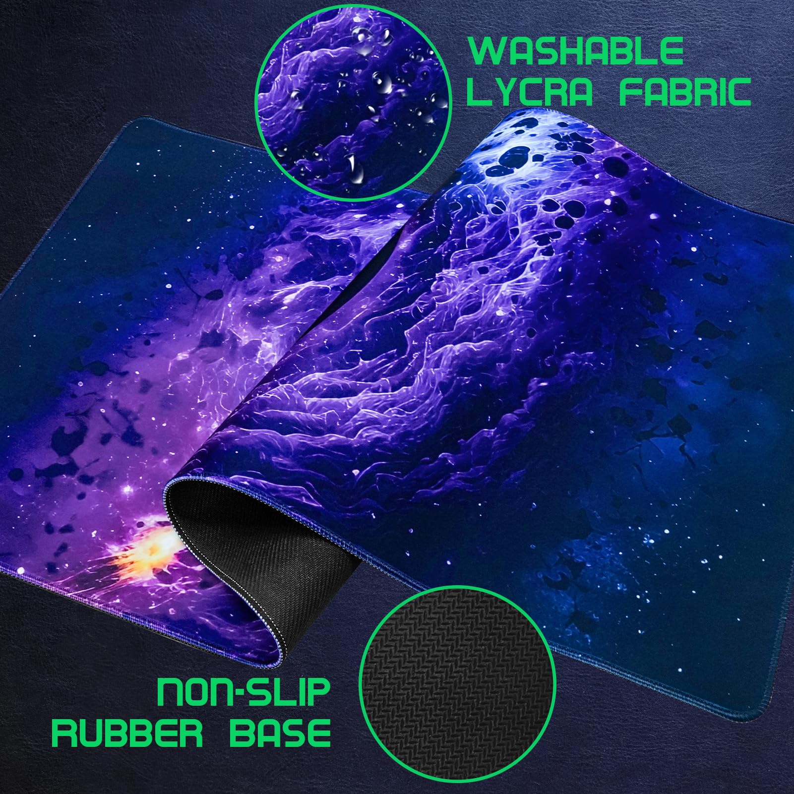 Ultra Large Gaming Mouse Pad - 35.4 x 15.7 Inch XXXL Desk Mat with Non-Slip Rubber Base, Thick Ergonomic Mousepad for PC, Laptop, Office & Home Workspace - Nebula Black Hole Design - Perfect for Gamers, Programmers & Professionals