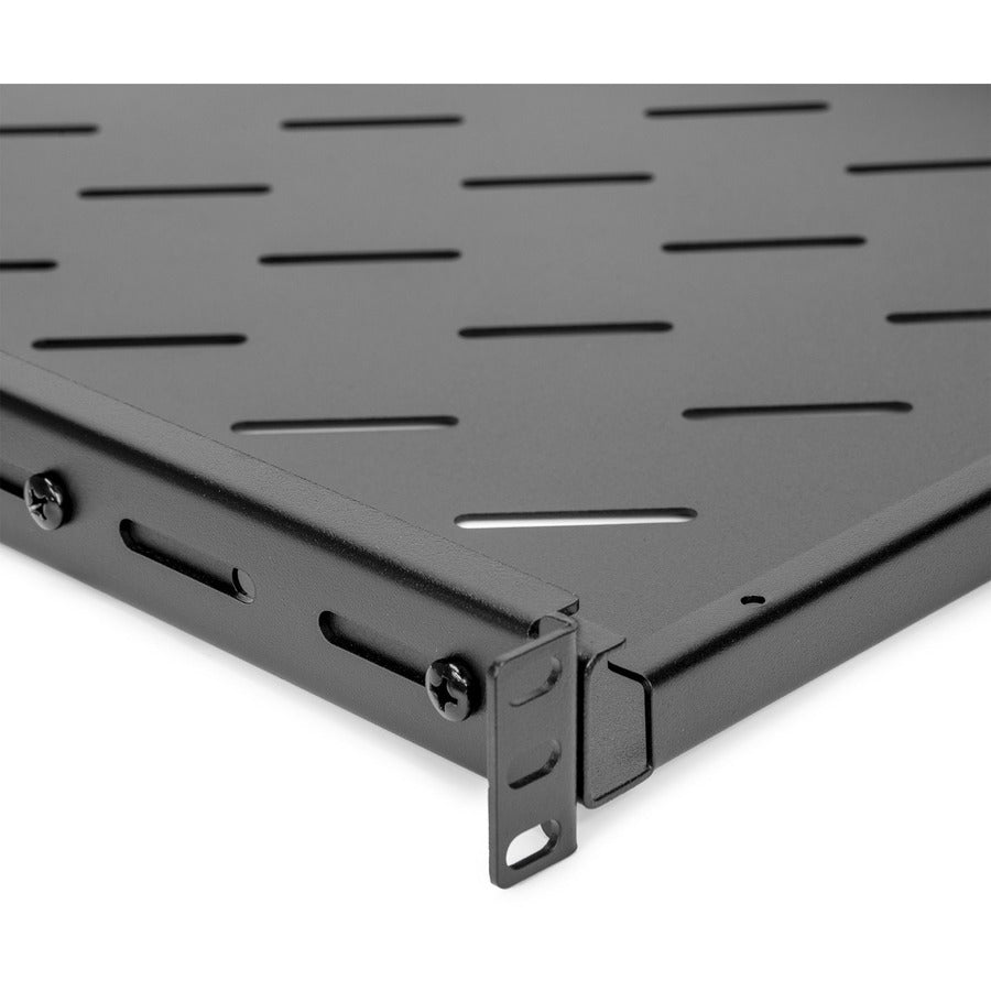 1U Universal Vented Rack Shelf - 25.6 Inch (650mm) Depth, Black - Perfect for Server Racks, Network Equipment & Data Center Organization