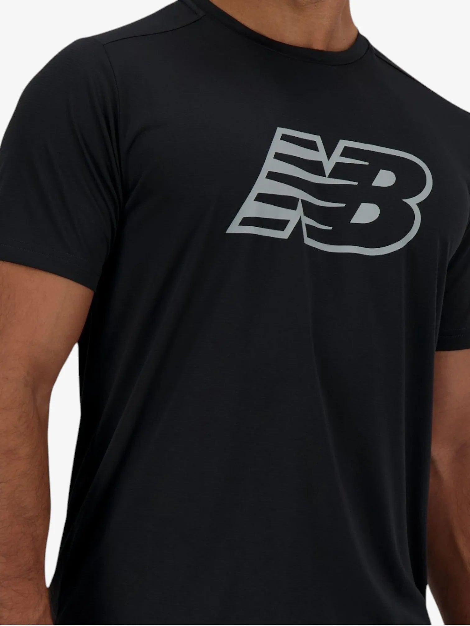 New Balance Sport Essentials Printed Black T-Shirt for Men - Comfortable Athletic Tee for Running, Gym & Casual Wear