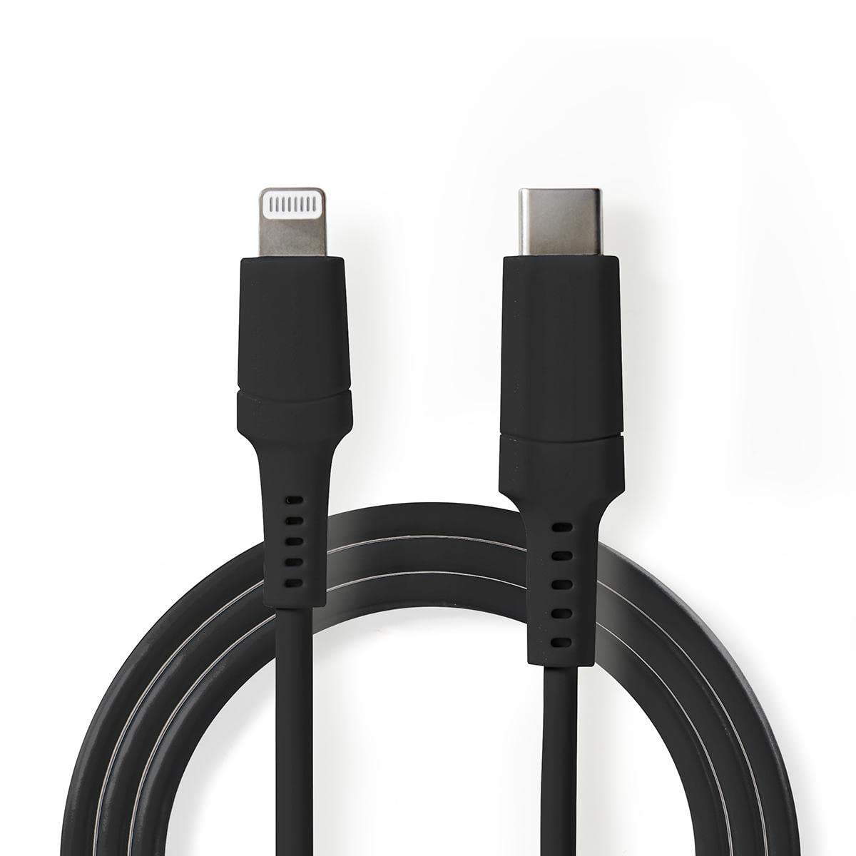 Premium Apple Lightning to USB-C Cable (8-Pin, 2m/6.6ft) - Fast Charging & Sync Compatible with iPhone 14/13/12/11/X/8 & More - Durable Nylon Braided Black Cable for Home, Office & Travel