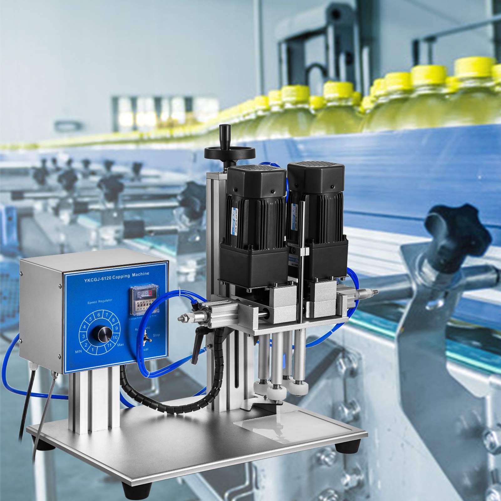 BestEquip Automatic Screw Capping Machine 16-55mm Adjustable Capping Diameter for Round Bottles | Electric & Pneumatic Desktop Bottle Capper for 50-300mm Height | Perfect for Beverage, Cosmetic & Pharmaceutical Packaging Production Line