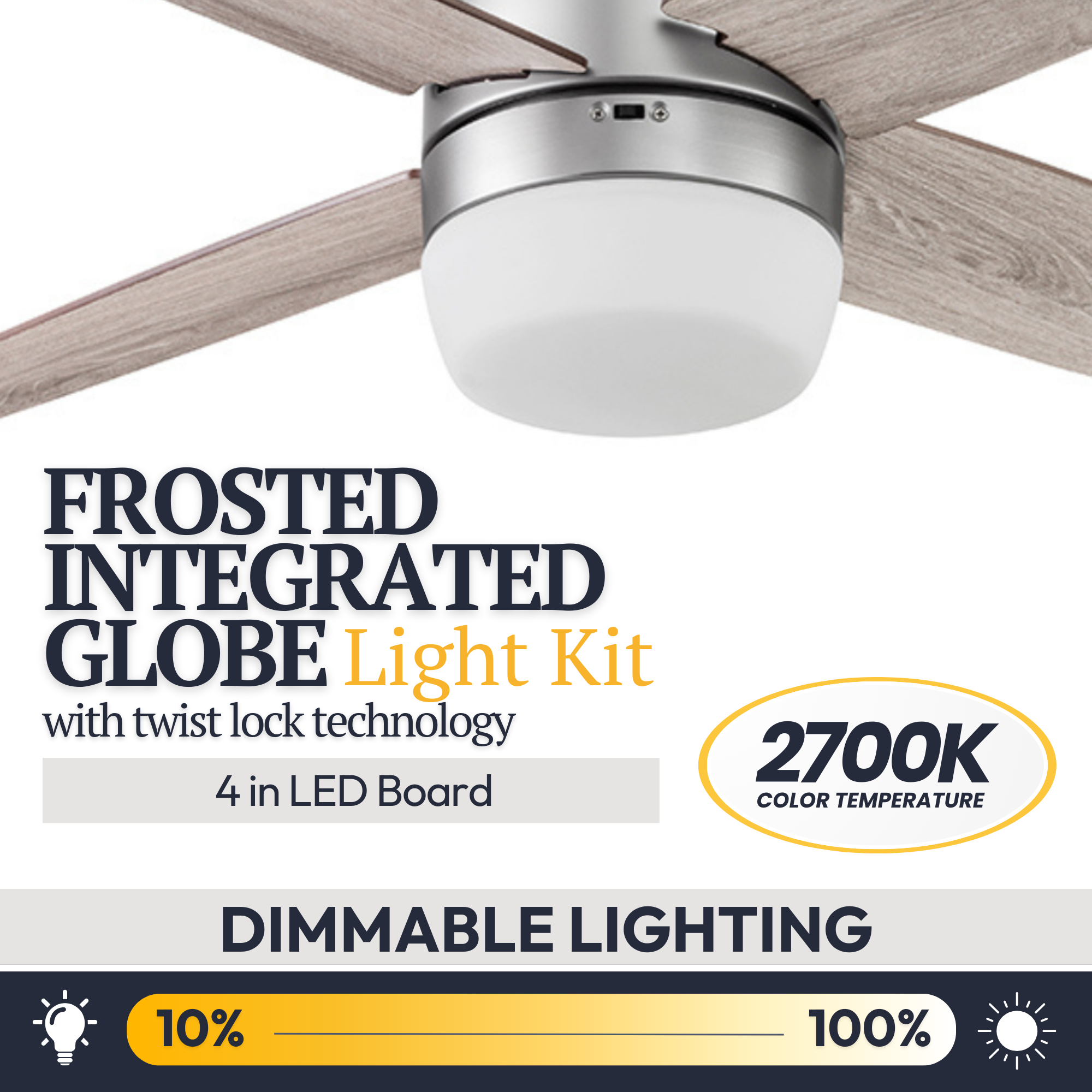 44 Inch Brushed Nickel Ceiling Fan with Remote Control - Modern Cooling for Living Room, Bedroom & Office