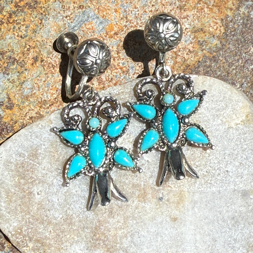 Vintage Style Southwestern Faux Turquoise Earrings - Costume Jewelry for Boho, Western & Festival Outfits