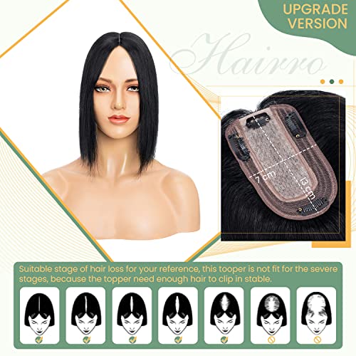 Clip in Human Hair Topper with Silk Base - Natural Looking Hairpiece for Thinning Hair - Perfect for Daily Wear, Special Occasions & Styling